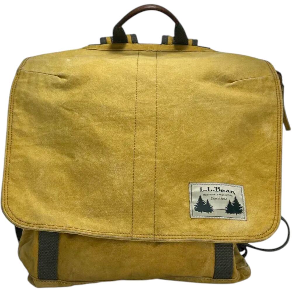 VTG L.L. Bean Canvas Back Pack Fleece Lined Leather Steel Clips YYK Zippers Camp